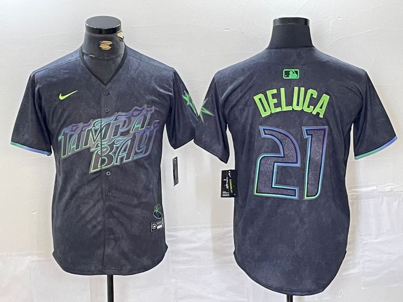 Men Tampa Bay Rays 21 Deluca Black City Edition Nike 2024 MLB Jersey style 1